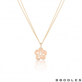 Boodles Rose Gold Diamond Classic Blossom Pendant